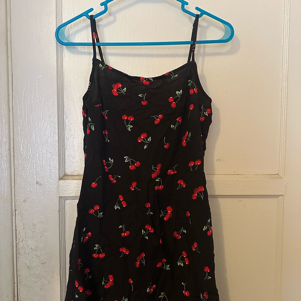 Black Dress with Cherry Print
